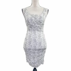 EXPRESS White Black Floral Print Bodycon Dress